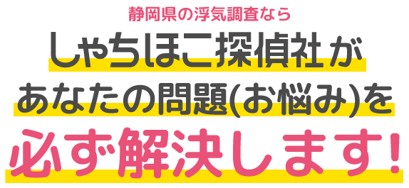 静岡県の浮気調査ならしゃちほこ探偵社があなたの問題(お悩み)を必ず解決します!